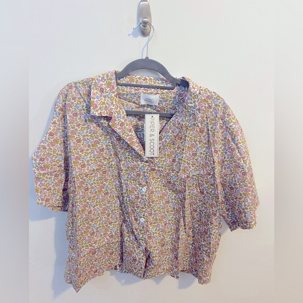 Piper and Scoot Button Up Blouse Ditsy Floral